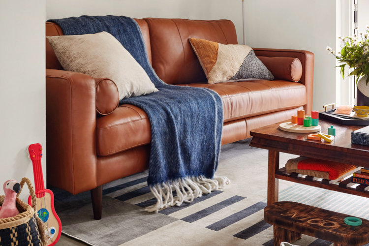 Brown leather online sofa wayfair